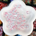 Hand-painted hollow glass beads with pink swirls and blue dots for DIY jewelry making - Pink Swirl Blue Dot (34#-14mm)