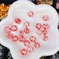 Handmade hollow glass beads with red heart patterns for DIY bracelet making - Transparent Red Heart (17#-14mm)
