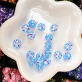 Hollow glass beads with light blue spirals and purple dots for DIY bracelet making - Sky Blue Spiral Purple Dot (24#-14mm)