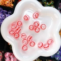 Handmade red and white spiral stripe hollow glass lampwork beads for DIY jewelry making - Red White Pink Spiral (23#-14mm)