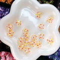 Handmade hollow glass beads with orange and yellow polka dots for DIY jewelry making - Transparent Orange Yellow Dots (25#-14mm)