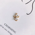 Detail of angel pendant with gold copper finish and zircon inlay on a white card - Clear White (1#)