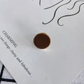 Detailed view of deep coffee enamel round earring stud on white minimalist display card - Dark Coffee (1#)