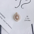 Macro view of gold plated sunflower pendant with marquise zirconia 25x18mm detail - Sunflower Style (1#)