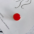 Macro detail of red enamel alloy earring component with irregular gold plated metal frame - Bright Red (4#)
