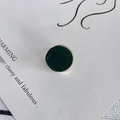 Macro detail of deep green enamel earring with golden trim on white aesthetic card - Dark Green (5#)