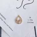 Detail of 23x16mm gold-plated teardrop pendant with cubic zirconia flower inlay - Hollow Droplet Style (3#)