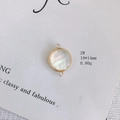 Connecteur rond doré avec incrustation en nacre irisante pour création de bijoux DIY - Connecteur Rond à Double Boucle (2#)
