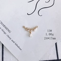 Macro shot of 18k gold plated leaf charm with cubic zirconia for DIY jewelry making - Gold Leaf Branch Style (13#)