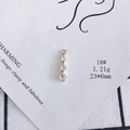 Detailed view of 18K gold plated triple zircon stone pendant 23x6mm for DIY jewelry - Vertical Triple Stone Style (18#)