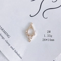 Macro view of gold-plated drop-shaped jewelry connector with sparkling zircon stones - Hollow Pear Micro-inlay (2#) / 2#