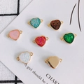 DIY colorful heart resin charms with gold copper borders for jewelry making - Multicolor