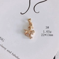 Detail of a 1.65g gold-plated copper double fish pendant with sparkling white cubic zirconia - Pave Zirconia Double Fish (3#)