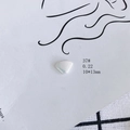 Detailed macro view of an aurora resin rabbit heart shell charm measuring 10x13mm - Iridescent Pearl Fan Design (37#)