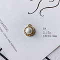 Detail of a round pearl pendant with gold metal rope texture border for DIY jewelry - Round Braided Style (1#)