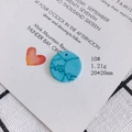 Close-up of 20mm turquoise style acrylic round charm with black mesh pattern and top hole - Sky Blue Marble (10#) / 20mm