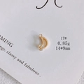 Detail of 14K gold plated crescent moon pendant with a sparkling round zircon stone - Zirconia Crescent Moon (17#)