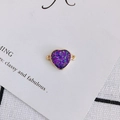 Detail of gold-edged heart charm with purple glitter resin and dual connecting loops - Purple (3#)