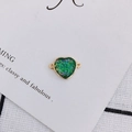 Detail of heart-shaped green resin pendant with gold copper trim and dual side hooks - Green (4#)