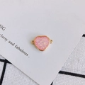 Macro shot of heart-shaped pink glitter resin charm with gold plated double loop connectors - Pink (7#)