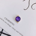 Close-up of double-loop gold-plated circular charm with purple galaxy glitter inlay - 3# (Purple)