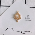 Detailed macro view of a 18K gold plated hollow teardrop charm with zircon flower inlay - Hollow Waterdrop (1#)