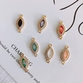 Marquise-shaped gold-plated copper pendants with cubic zirconia and colorful resin - Mixed