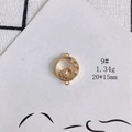 Macro view of gold-plated celestial charm with star details and 20x15mm measurements - Wave Star Circle (9#)