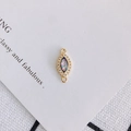 Macro view of marquise-shaped gold opal connector with sparkling zircon stones for DIY jewelry - Blue Purple (2#)