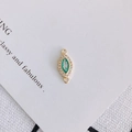 Marquise resin charm with golden border and zircon micro-pave for DIY jewelry making - Emerald Green (3#)