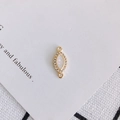 Macro view of gold-plated marquise resin opal connector with cubic zirconia for DIY jewelry - Creamy White (6#)