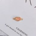 Close-up of pink zircon lips pendant with gold plating and double rings for DIY jewelry - 5#