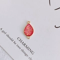 Macro detail of teardrop gold charms with pink glitter inlay and double connector loops - 2# (Red Pink)