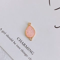 Detail of pink glitter water drop pendant with gold trim and double jewelry connectors - 4# (Pink)