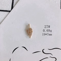 Detailed view of gold leaf charm pendant with cubic zirconia for jewelry making - Pave Zirconia Leaf (27#)