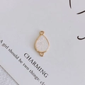 Water drop charm with gold trim and white glitter inlay for DIY jewelry design - 5#(White)