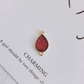 Pink drusy teardrop connector pendant with gold plated edges and double rings - 6# (Wine Red)