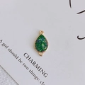 Green water drop charm with gold rim and dual rings for DIY jewelry necklaces - 7# (Green)