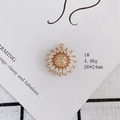 Detail view of sunflower pendant featuring gold-plated copper and marquise zirconia - Sunflower Style (1#)