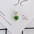 Detailed view of fox pendant with green gemstone and white zircon in gold finish - Fox Head Style (8#)