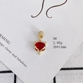 Macro shot of 14K gold plated fox pendant with red agate and zircon, 26x14mm size - Red Agate Color Fox (9#)