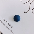 Macro view of 14mm navy blue matte resin semi-circle charm on minimalist white card - Dark Blue (5#)