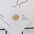 Detail of 18K gold plated moon and star pendant with sparkling pavé zircons - Moon and Stars Style (16#)