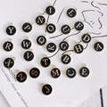 26 pieces of vintage black enamel and gold alloy round alphabet charms for DIY jewelry making - Random Letter Mix