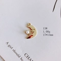 Détail du pendentif lune doré avec smiley et perle, 17x13mm pour la création de bijoux DIY - Lune Sourire Perle (13#)