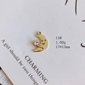 Vue détaillée d'un pendentif lune souriante en or avec incrustation de petit zircon - Lune Sourire Strass (14#)