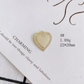 Detailed view of heart-shaped gold-plated pendant with sparkling zircons and open ring - Polished Heart with Rhinestone Edge (4#)