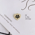 Detail of 18x18mm heart pendant with black flower, pearls, and gold-plated finish - Black Flower Pearl Edge Heart (8#)