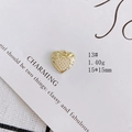 Close-up of a 15x15mm golden heart-shaped jewelry pendant with white pearl inlay - Mini Heart Lined Pearl Style (13#)