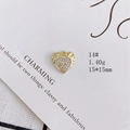 Detailed view of a gold heart pendant with inlaid pearls and diamonds, size 15*15mm - Double Layer Vision Rhinestone Heart (14#)